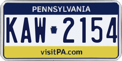 PA license plate KAW2154