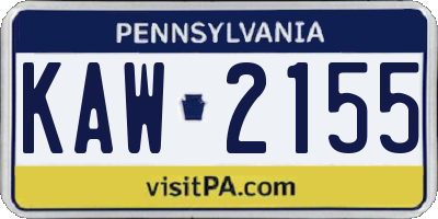 PA license plate KAW2155