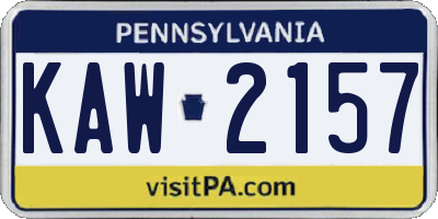 PA license plate KAW2157