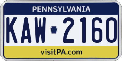 PA license plate KAW2160