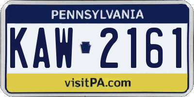 PA license plate KAW2161