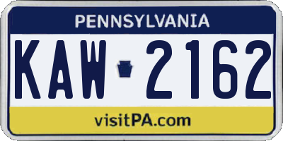 PA license plate KAW2162