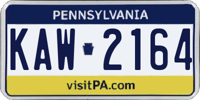 PA license plate KAW2164