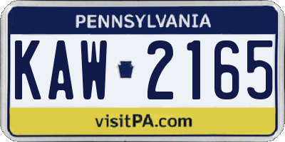 PA license plate KAW2165