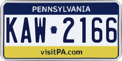 PA license plate KAW2166