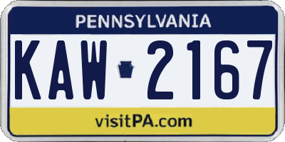 PA license plate KAW2167