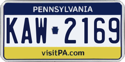 PA license plate KAW2169