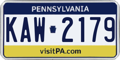 PA license plate KAW2179