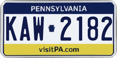 PA license plate KAW2182