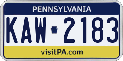 PA license plate KAW2183