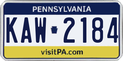 PA license plate KAW2184