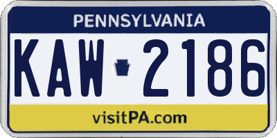 PA license plate KAW2186