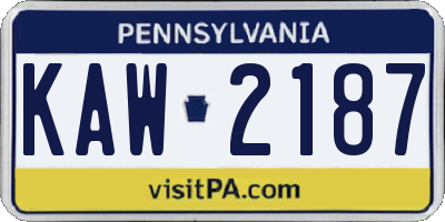 PA license plate KAW2187