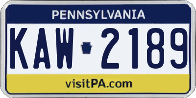 PA license plate KAW2189