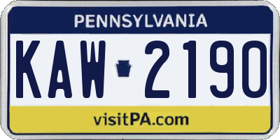 PA license plate KAW2190