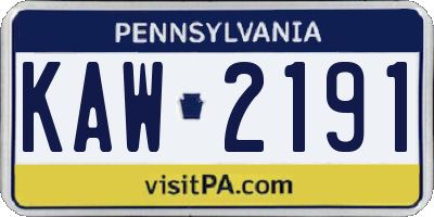 PA license plate KAW2191