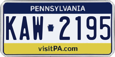 PA license plate KAW2195