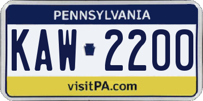 PA license plate KAW2200