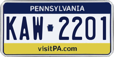 PA license plate KAW2201