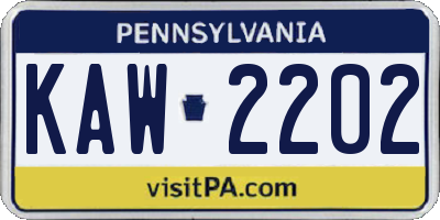 PA license plate KAW2202