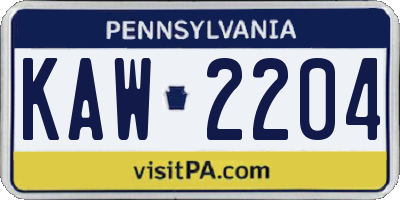 PA license plate KAW2204