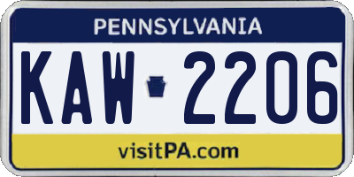 PA license plate KAW2206