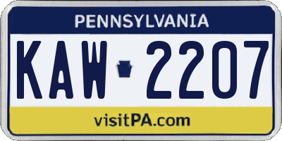 PA license plate KAW2207