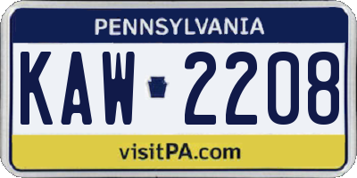 PA license plate KAW2208