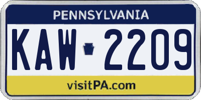 PA license plate KAW2209