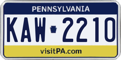 PA license plate KAW2210