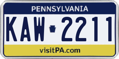 PA license plate KAW2211