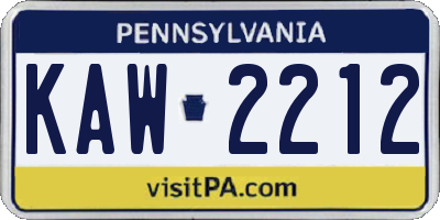PA license plate KAW2212