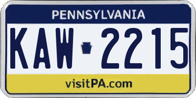 PA license plate KAW2215