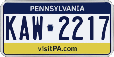 PA license plate KAW2217