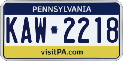 PA license plate KAW2218