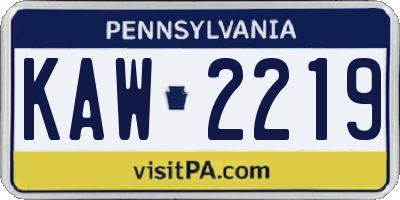 PA license plate KAW2219