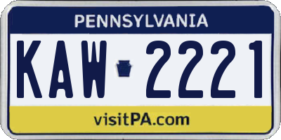 PA license plate KAW2221