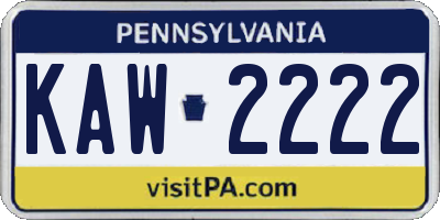 PA license plate KAW2222