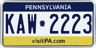 PA license plate KAW2223