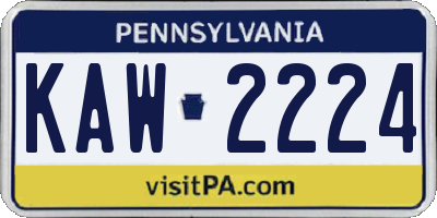PA license plate KAW2224