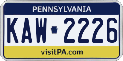 PA license plate KAW2226