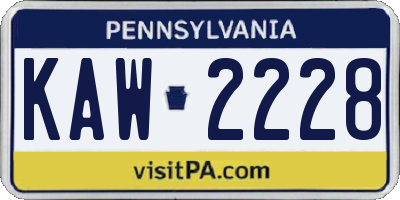 PA license plate KAW2228