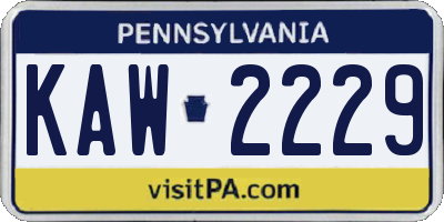 PA license plate KAW2229
