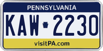 PA license plate KAW2230