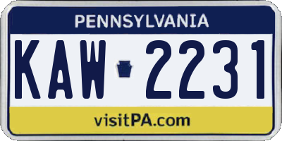 PA license plate KAW2231