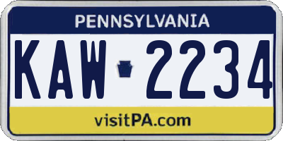 PA license plate KAW2234