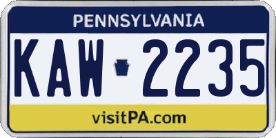 PA license plate KAW2235