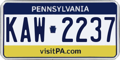 PA license plate KAW2237
