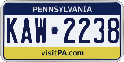 PA license plate KAW2238