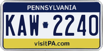 PA license plate KAW2240